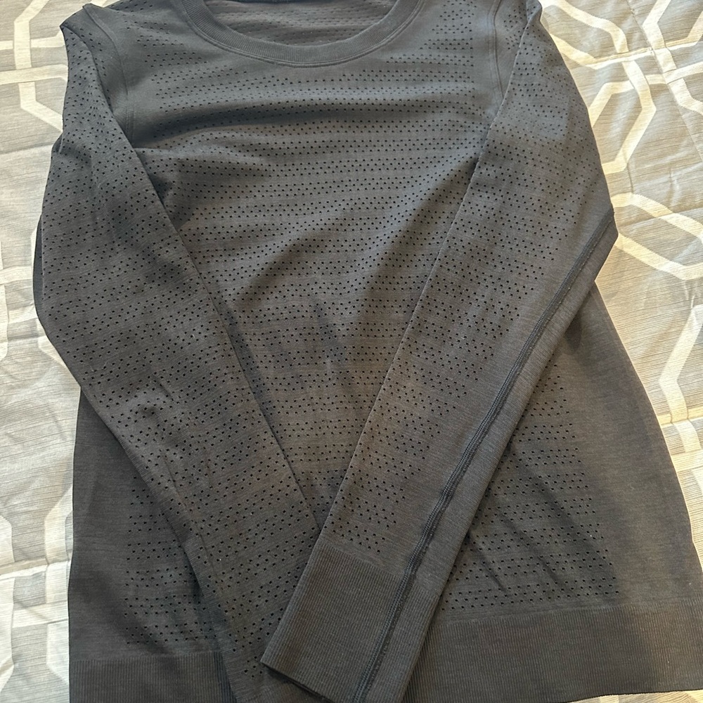 lululemon athletica Black Perforated Long Sleeve Top